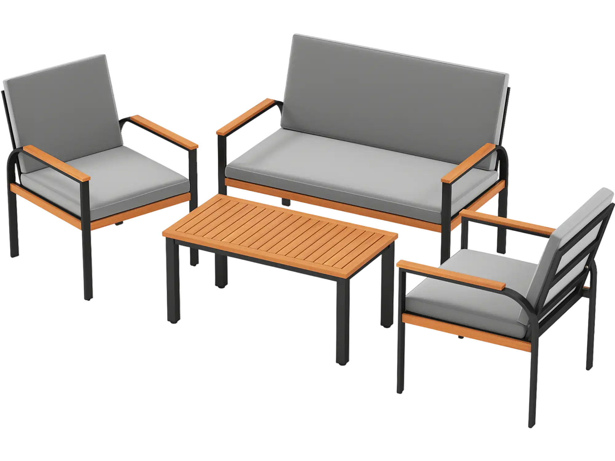 Costway 4-Piece Patio Furniture Set Coffee Table Loveseat Removable Cushions 11649052 New