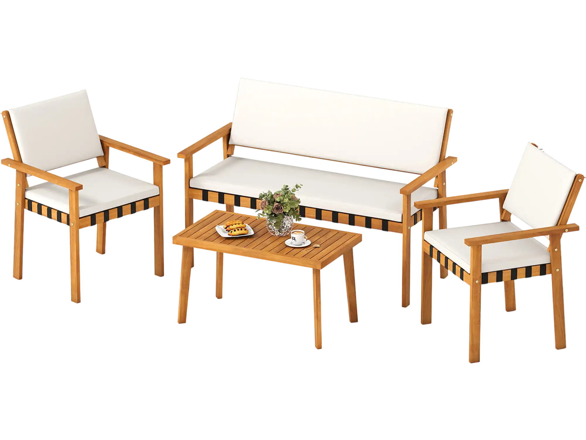 Costway 4-Piece Patio Furniture Set Coffee Table Backyard Garden 86968409 New