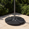 Heavy-duty black 4-piece patio umbrella base with interlocking plates for stability, designed for 9-10 ft umbrellas.