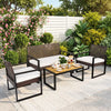 Stylish wicker chair with a removable cushion, designed for comfort and perfect for outdoor patio settings.