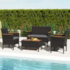 4 Piece Patio Wicker Sofa Set 2 Rattan Chairs and Loveseat with Table-Grey - Gallery View 1 of 12