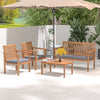 4 Piece Patio Wood Furniture Set Acacia Wood Sofa Set with Loveseat-Gray - Gallery View 1 of 10
