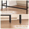 Reinforced crossbar and adjustable foot pads of a counter height bar table set for added stability and floor protection.
