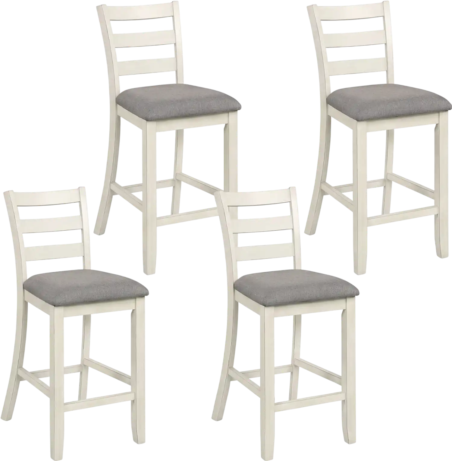 Costway Counter Height Bar Stools Fabric Seat Rubber Wood Legs Set of 4 50075479 New