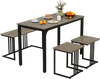 Space-saving dining table set with oak finish, featuring a bench and 2 stools, ideal for meals and work in compact.