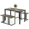 4-piece space-saving dining table set with oak finish, featuring a table, bench, and 2 stools for versatile use.