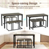4-piece space-saving dining table set with oak finish, includes a bench and 2 stools, perfect for small spaces.