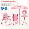 Kids picnic set featuring a pink table, two folding chairs, and an adjustable umbrella for outdoor fun and comfort.
