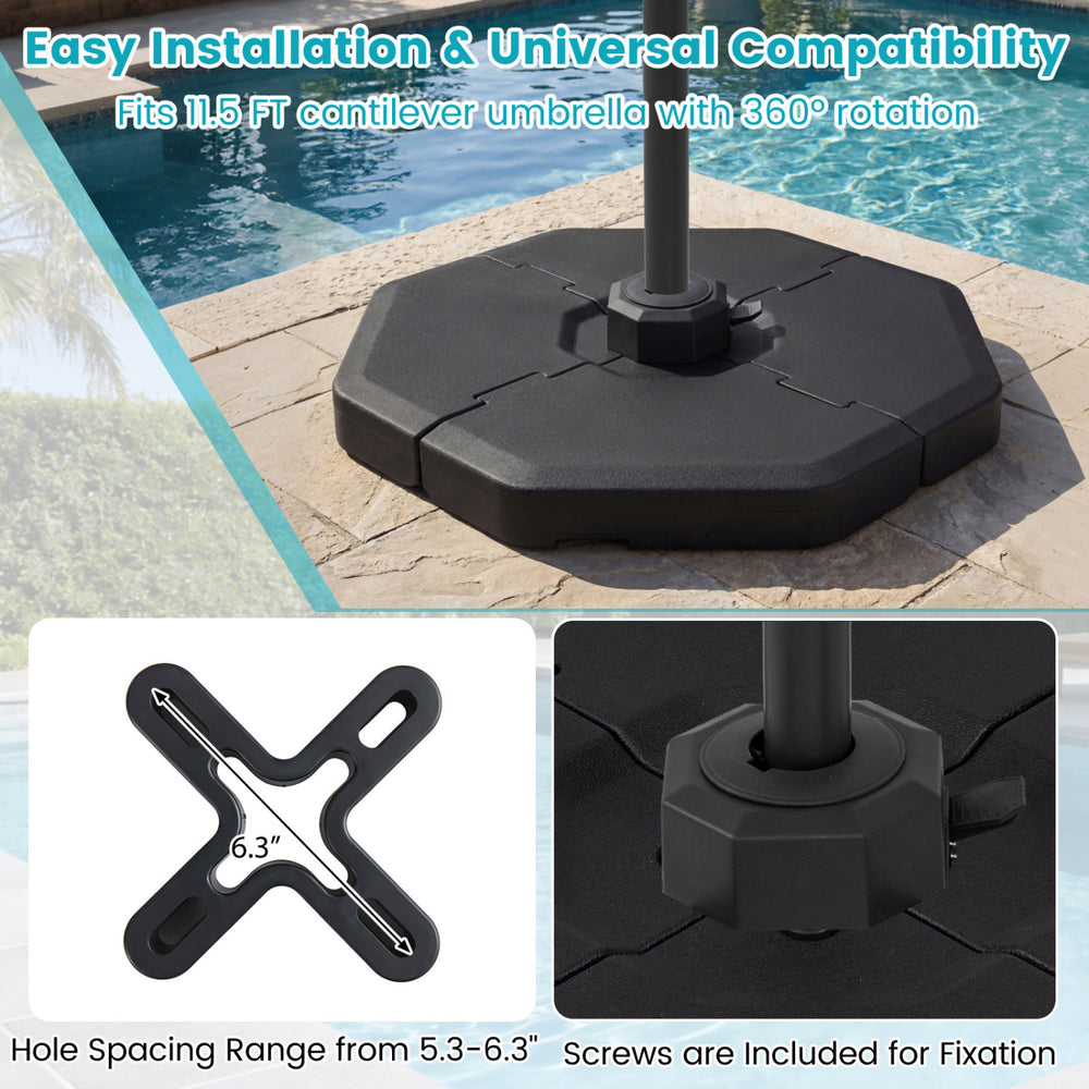 Patio cantilever umbrella weights base plate set with 4 plates, made of weather-resistant PE material for outdoor.