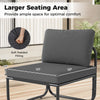Larger seating area of the gray patio furniture set with soft padded filling and zippered cushion covers for comfort.