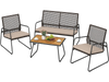 4 Pieces Patio Furniture Set with Acacia Wood Coffee Table and Zippered Cushions - Gallery View 1 of 9