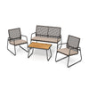 4 Pieces Patio Furniture Set with Acacia Wood Coffee Table and Zippered Cushions - Gallery View 4 of 9