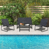 Four-piece outdoor conversation set featuring a tempered glass coffee table and breathable fabric chairs, perfect for.