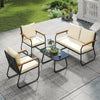 4-piece patio furniture set featuring a tempered glass coffee table, cushioned loveseat, and chairs for outdoor.
