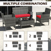 Versatile 4 Pieces Patio Rattan Conversation Set showcasing multiple arrangement options, ideal for any outdoor space.
