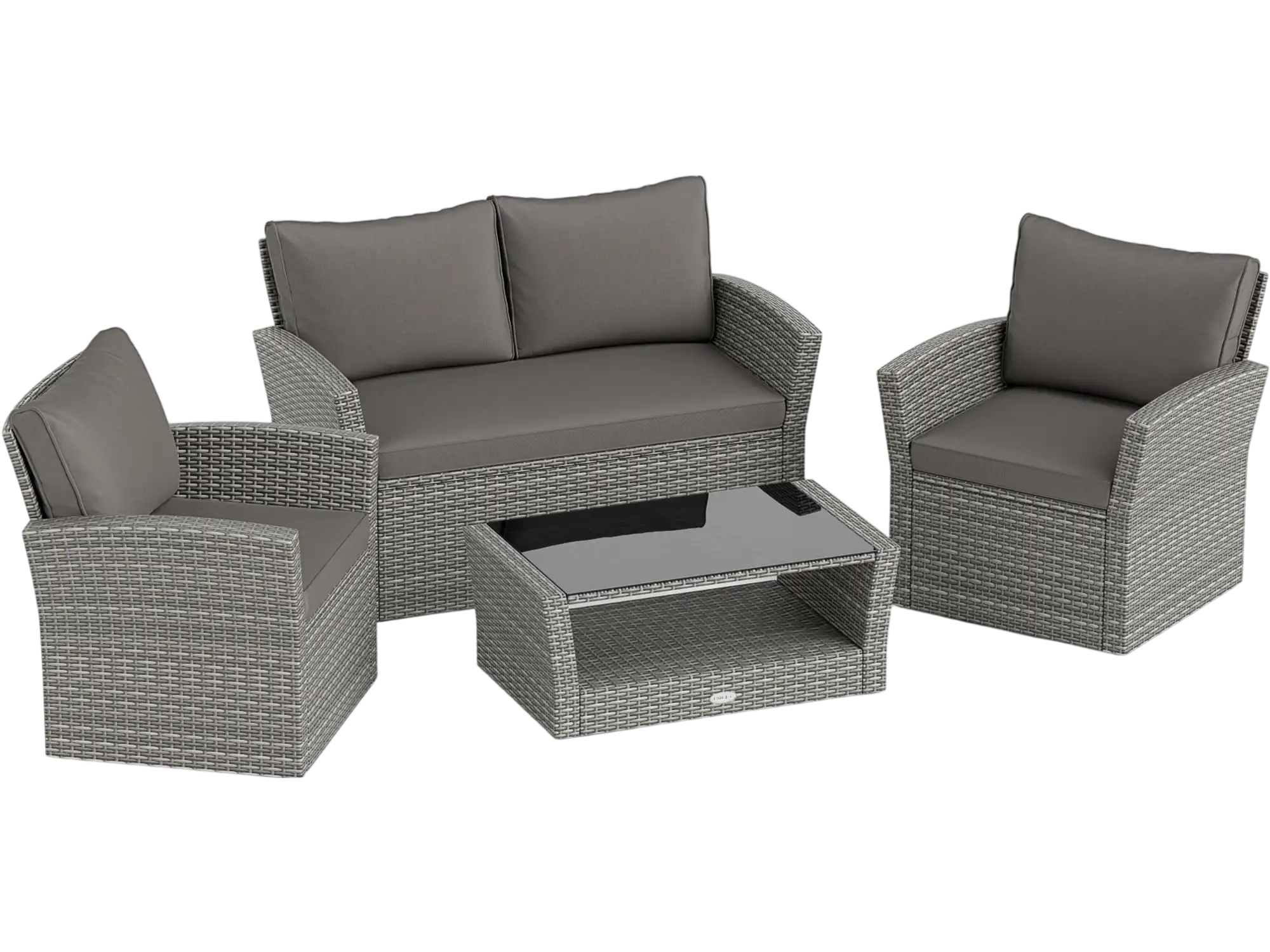 Costway 4-Pc Patio Rattan Sofa Table Set w/ Storage Shelf Cushion 89105734 New