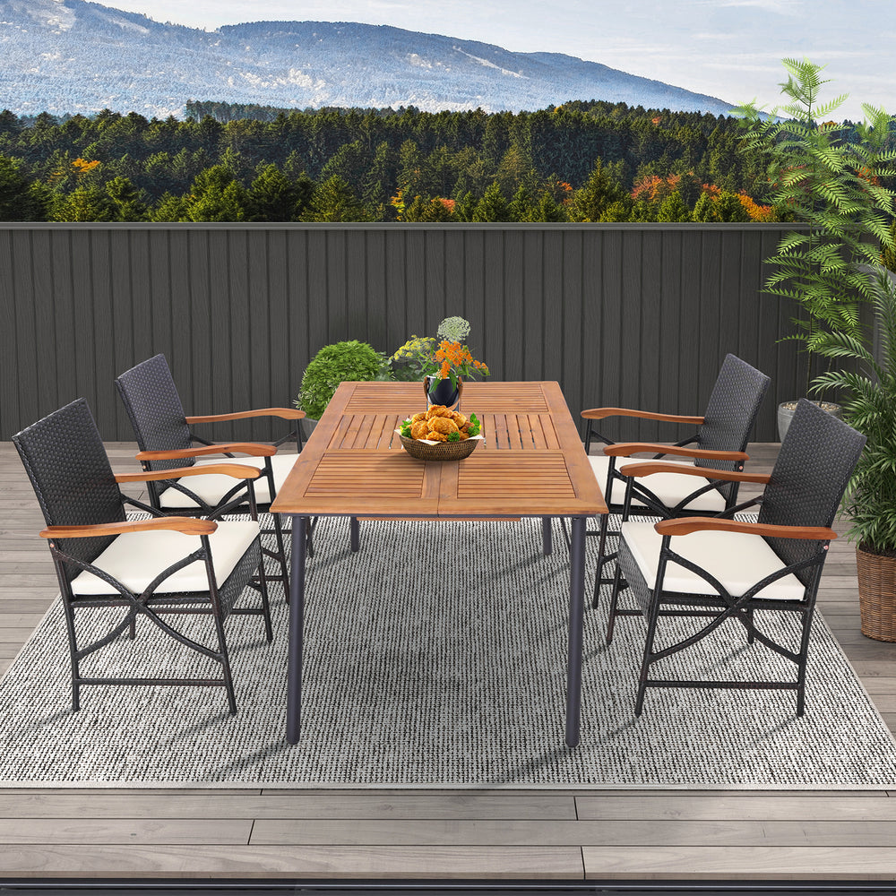 Set of 2/4 Patio Wicker Chairs with Soft Zippered Cushion-Set of 4 - Gallery View 1 of 8