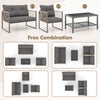 4-piece outdoor PE rattan conversation sofa set in grey with cushions, ideal for patio and garden relaxation.