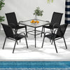 4 Pieces Stackable Patio Dining Chairs Set with Armrest-Black - Gallery View 1 of 8