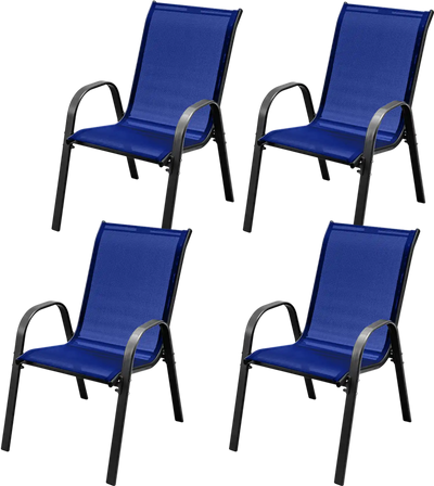 Costway Set of 4 Outdoor Patio Dining Chairs Weather-Resistant Fabric 379426815 New