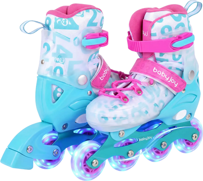 Costway Adjustable Kids Inline Skates Light Up Wheels 90684101 New