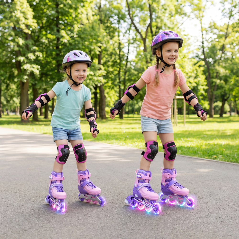 4-Size Adjustable Light-Up Inline Skates for Toddlers Ages 5-7-Purple - Gallery View 1 of 10