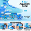 Adjustable blue inline skates for kids ages 7-9 with LED wheels, premium PU wheels, and secure ankle support.
