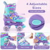 Kids roller skates in purple with adjustable sizes, light-up wheels, and safety features for fun and secure skating.