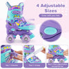Kids roller skates in purple with adjustable sizes, light-up wheels, and safety features for fun and secure skating.
