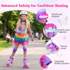 Adjustable kids roller skates in pink with light-up wheels, featuring reinforced buckles and a secure fit for toddlers.