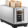 Stainless steel toaster with 6 browning levels and 4 bread types, featuring an intuitive LED display for easy operation.