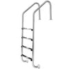 Stainless steel 4-step pool ladder with smooth polished surface and stable design, ideal for safe entry into in-ground pools.
