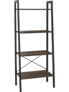4-tier bookshelf with a sturdy metal frame and oak shelves, ideal for storage and display in any home setting.