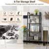 4-tier bookshelf with metal frame in oak finish, ideal for books, plants, and decor, featuring adjustable foot pads for.