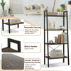 4-tier bookshelf with metal frame in oak finish, featuring adjustable foot pads and built-in handles for versatile.