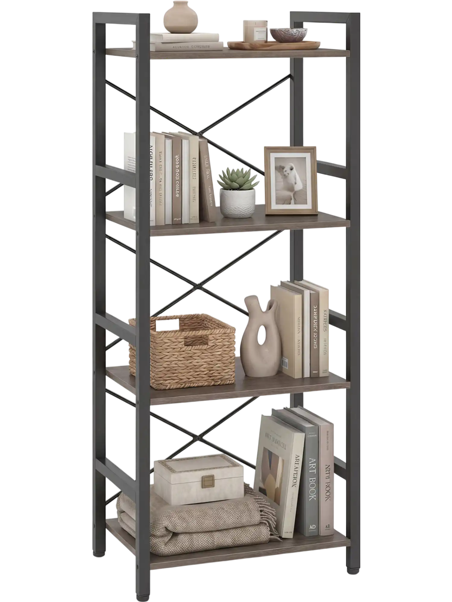 Costway 4-Tier Narrow Freestanding Bookshelf Display Shelf Metal Frame 12985723 New