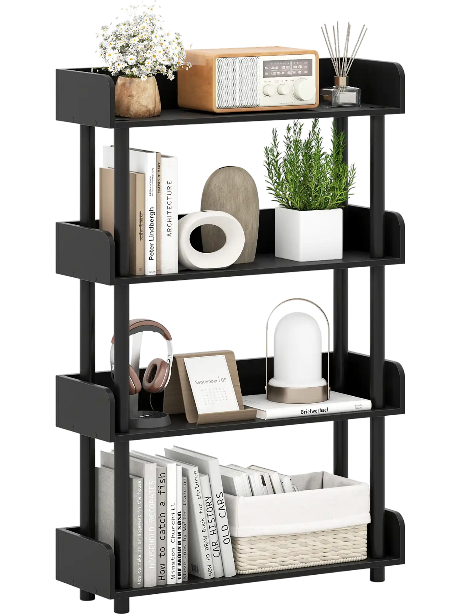 Costway 4-Tier Open Bookcase Bookshelf Industrial Storage Unit 30332271 New