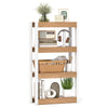 4-tier wooden bookshelf with natural finish, showcasing a blend of decor and storage, perfect for any living space.