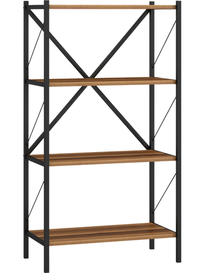 Costway 4-Tier Bookshelf Heavy-Duty Metal Frame 14014323 New