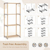 4-tier bookshelf with open shelves made of solid pine wood, perfect for home office and bathroom storage.