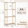 4-tier bookshelf with open shelves, solid pine wood, 11" x 16" footprint, ideal for home office and bathroom storage.