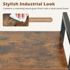 Rustic brown wooden surface of the 4-tier bookshelf with a metal frame, featuring an easy-to-clean finish for versatile.