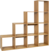 Stylish 4-tier bookshelf in natural finish features 10-cube design and anti-tipping kits for stability in any room.
