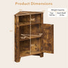 4-tier corner storage cabinet in rustic brown with open shelf and dual doors for organized storage in small spaces.