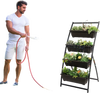 4-tier vertical raised garden bed with 4 detachable containers, featuring drainage holes, ideal for patio or garden use.
