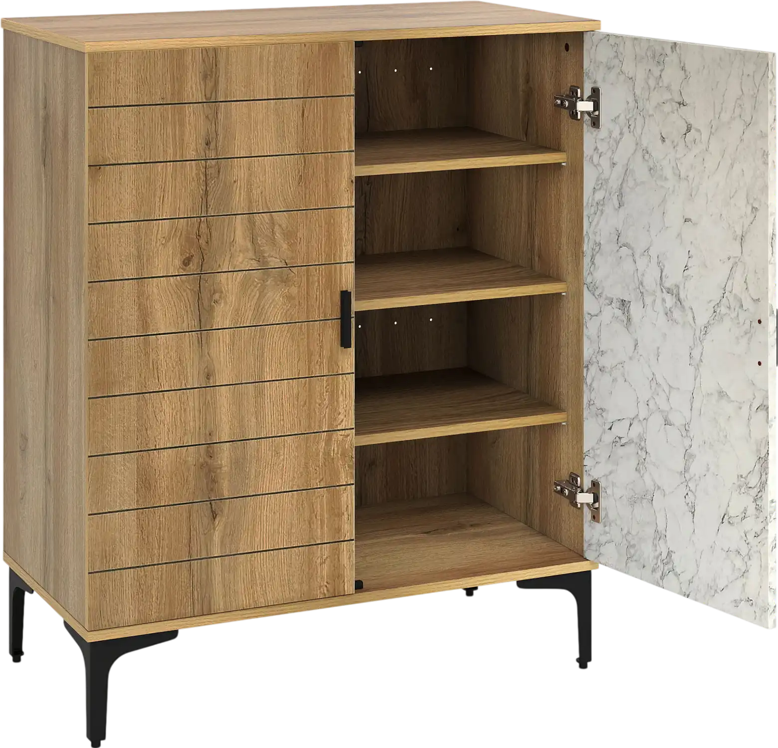 Costway 4 Tier Farmhouse Shoe Storage Cabinet w/ Removable Shelves Metal Legs 21915842 New
