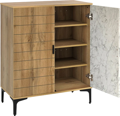 Costway 4 Tier Farmhouse Shoe Storage Cabinet w/ Removable Shelves Metal Legs 21915842 New
