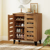 4-Tier Farmhouse Shoe Organizer with Louvered Door-Natural - Gallery View 1 of 10
