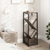4-tier gray floor tree bookshelf with metal frame and drawer, ideal for organizing books and decor in any room.