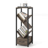 Side view of the 4-tier floor tree bookshelf in gray, showcasing the unique branching design and efficient vertical.